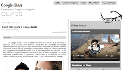 Site do Google Glass